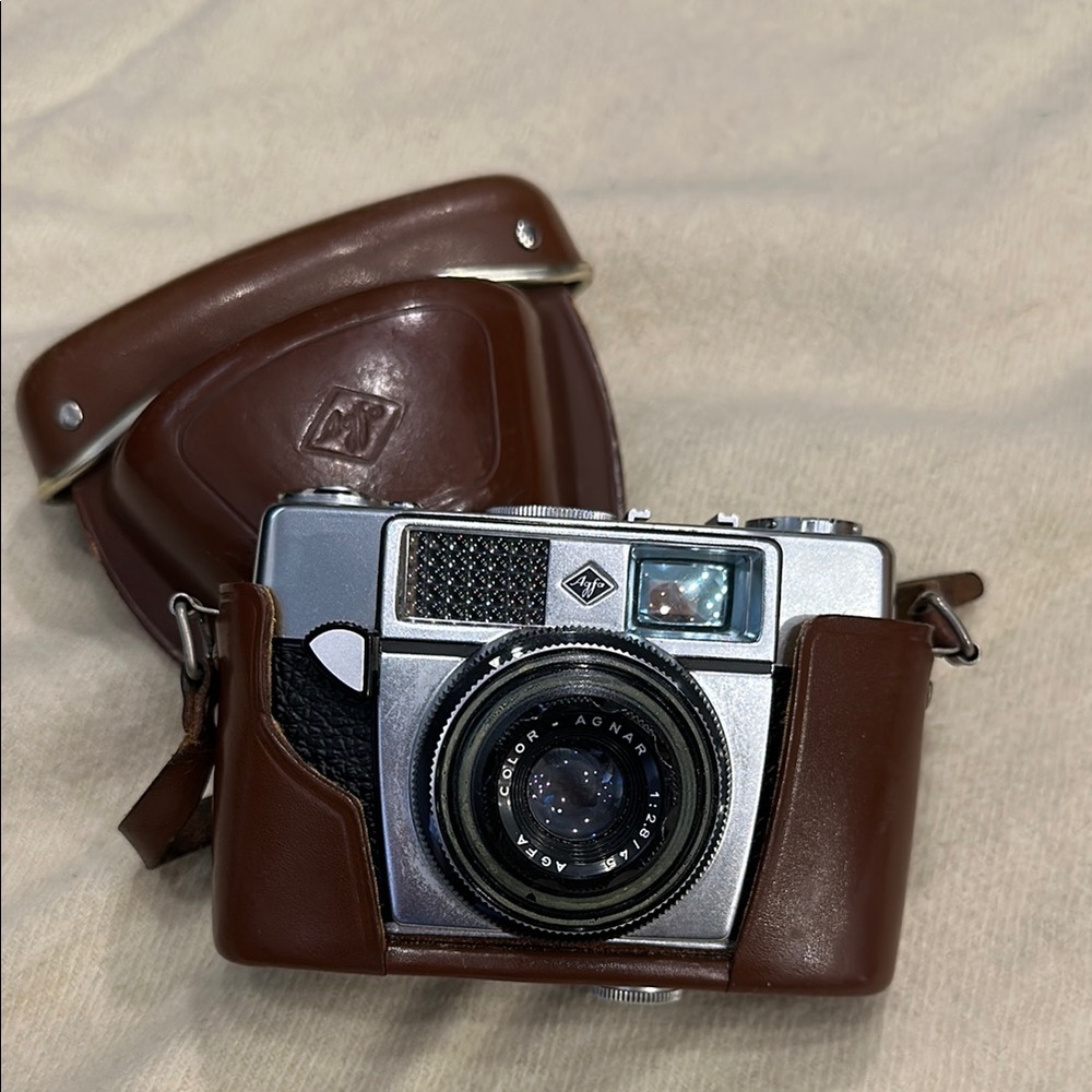 Vintage Agfa Camera with Brown Leather Case